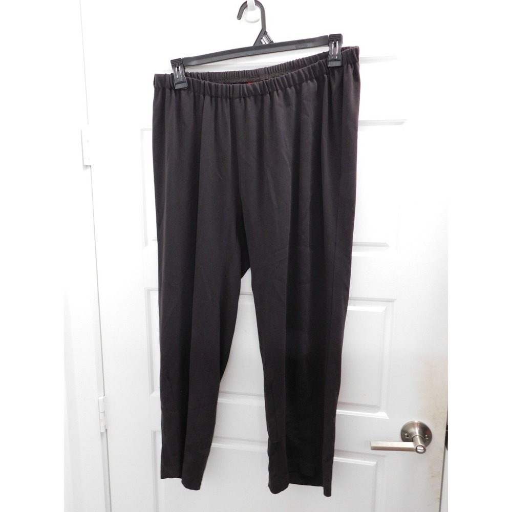 Blanque Cropped Pants Womens 3 Dark Brown Crepe Pull-On High Waist Lagenlook‎